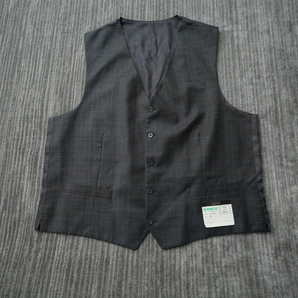 Tasso‎ Elba Vest Men Gray 5 Button Wool Suit New 46 Regular Measured 47